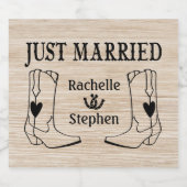 Western net getrouwd hout bruiloft cowboy land bier etiket (Enkel label)