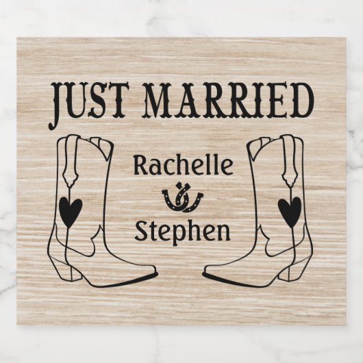 Western net getrouwd hout bruiloft cowboy land bier etiket (Enkel label)