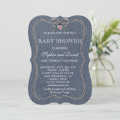 Western Old Denim Horseshoes Invitation BABY SHOWE (Debout devant)