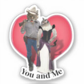 Western Paar Cowboy Cat Sticker (Voorkant)