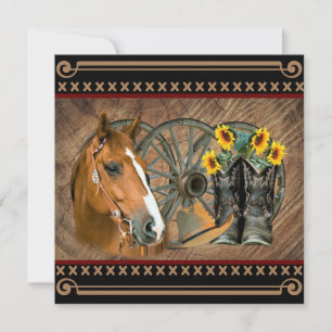 Western paard Cowboy Boots Cowboy Pet Wagon Wiel Bedankkaart