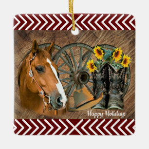 Western paard Cowboy Boots Cowboy Pet Wagon Wiel Keramisch Ornament