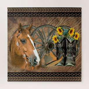 Western paard Cowboy Boots Cowboy Pet Wagon Wiel Legpuzzel