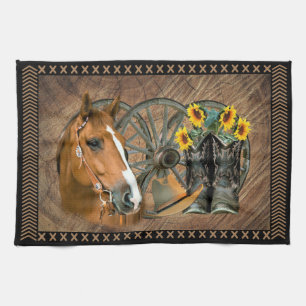Western paard Cowboy Boots Cowboy Pet Wagon Wiel Theedoek