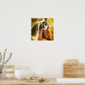 western paard voor abstracte ruitersport poster (Keuken)