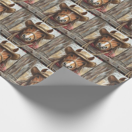 Western paardenstro Pet touw schuur Schattige Cadeaupapier (Hoek)