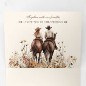 Western paardrij alles in één bruiloft drieluik uitnodiging (Binnenzijde eerst)