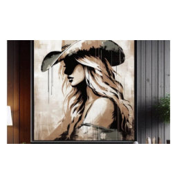 Western Painted Cowgirl Art Print Poster  Perfect Poster