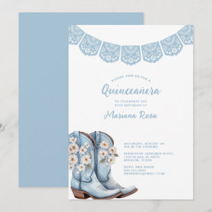 Western Papel Picado Quinceanera Verjaardagsfeest Kaart