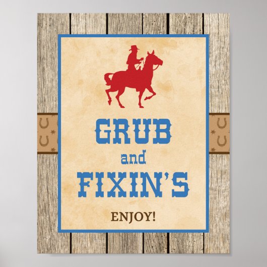 Western partijteken van Grub & Fixin Poster (Voorkant)