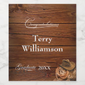 Western Pet en Lasso Afstudeerfeest Wijn Etiket (Enkel label)