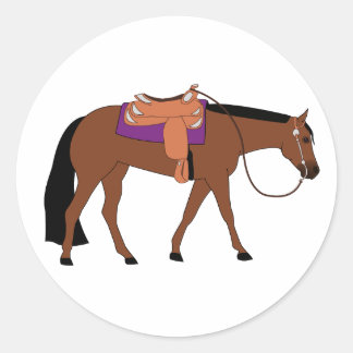 Western plezierpaard ronde sticker