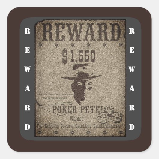 Western Poster belonen Vierkante Sticker (Voorkant)