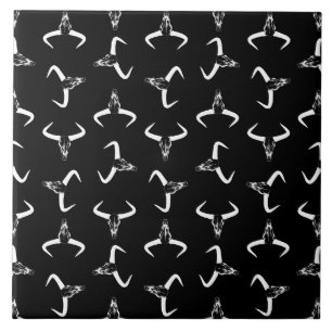 Western printpatroon met bull Horns Cow Skulls Tegeltje