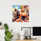  Western Pulp Meisje Poster (Thuiskantoor)