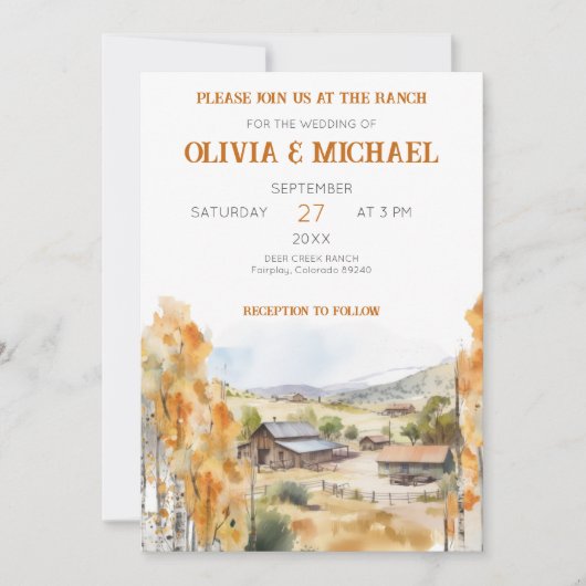 Western Ranch Faire-part de mariage (Devant)