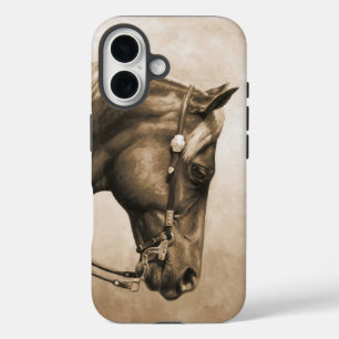 Western Ranch Paard Oude Foto Sepia iPhone 16 Hoesje