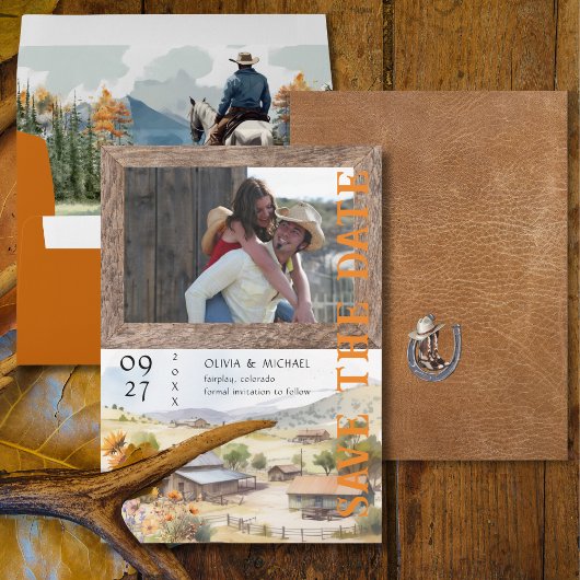 Western Ranch Wedding Photo Save the Date