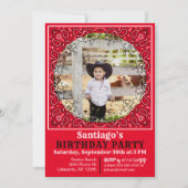 Western Red Bandana Photo Invitation d'anniversair (Devant)