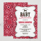 Western Red Bandanna Baby shower Invitation (Devant / Derrière)