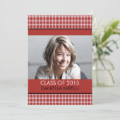 Western Red Checker Faire-part de graduation photo (Debout devant)