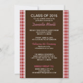 Western Red Checker Faire-part de graduation photo (Dos)