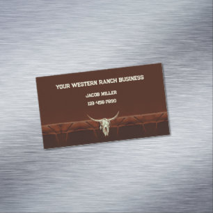 Western Rodeo - Bruin Bull Skull Magnetisch Visitekaartje