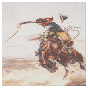 Western Rodeo Cowboy Bucking Paardenweefsel Stof