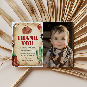 Western Rodeo Cowboy Carte de remerciements photo