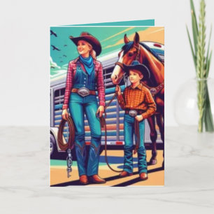 Western Rodeo Cowboy Cowgirl Gepersonaliseerde Ver Kaart