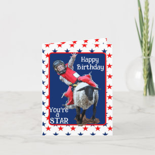 Western Rodeo Cowboy Cowgirl Mutton Busting Birth Feestdagen Kaart