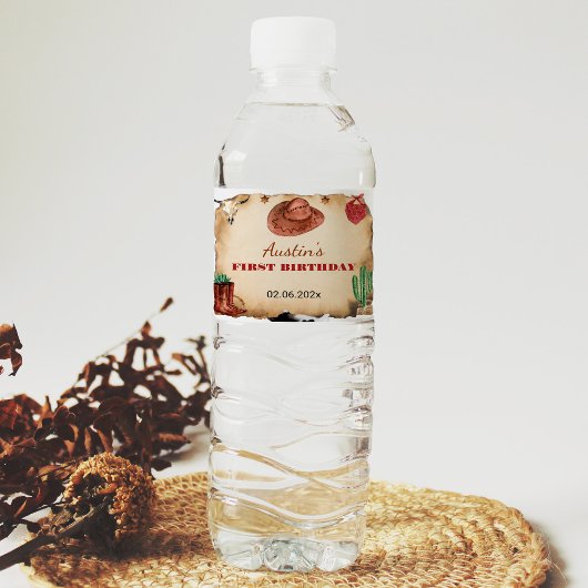 Western Rodeo Cowboy Étiquette de bouteille d'eau 