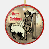 Western Rodeo Cowboy Mutton Buster Kind Keramisch Ornament (Voorkant)