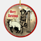 Western Rodeo Cowboy Mutton Buster Kind Keramisch Ornament (Achterkant)