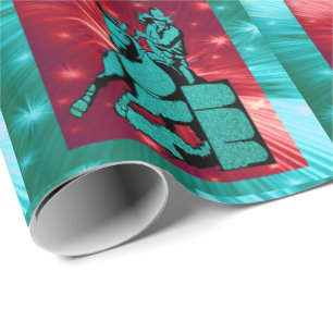 Western Rodeo Cowgirl op paardenstaarracering Cadeaupapier