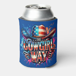 Western Rodeo De Cowgirl Way Rood Wit En Blauw Blikjeskoeler