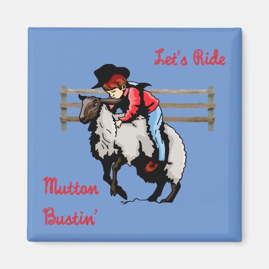 Western Rodeo Mutton Bustin' Magneet (Voorkant)