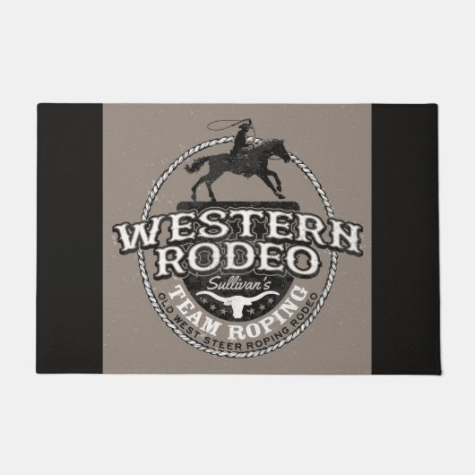 Western Rodeo Old West Steer Roping Personeel Deurmat (Voorkant)