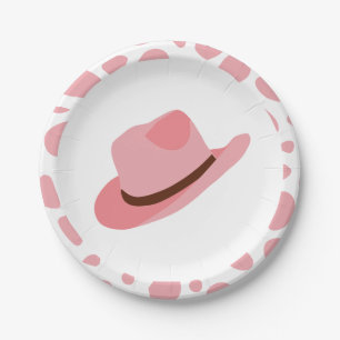 Western Rodeo Roze Cowgirl Verjaardag Papieren Bordje