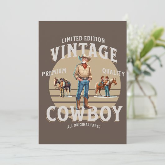 Western Rodeo Vintage Cowboy Party Invitation (Debout devant)