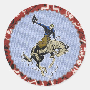 Western rondje Buckin Cowboy Sticker