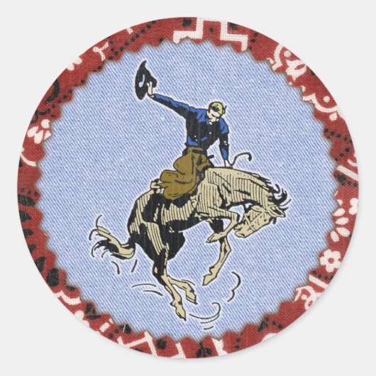 Western rondje Buckin Cowboy Sticker (Voorkant)