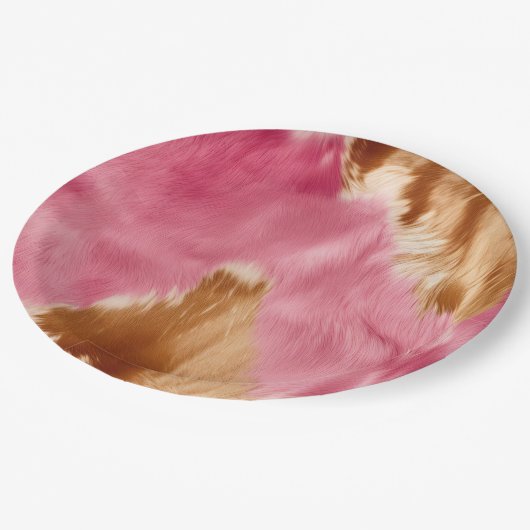 Western roze bruin crème cowgirl Koeienhuid Papieren Bordje (Gekanteld)