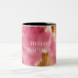 Western roze bruin crème cowgirl Koeienhuid Tweekleurige Koffiemok