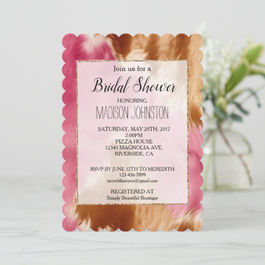 Western Roze Bruin Goud Cowgirl Koeienhuid Kaart (Staand voorkant)