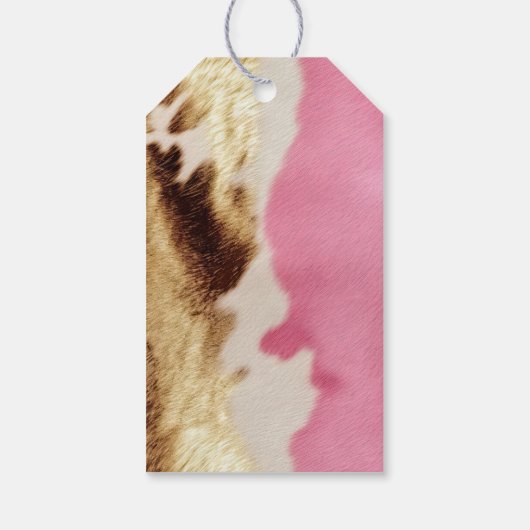 Western Roze Cream Gold Cowgirl Koeienhuid Cadeaulabel (Achterkant)