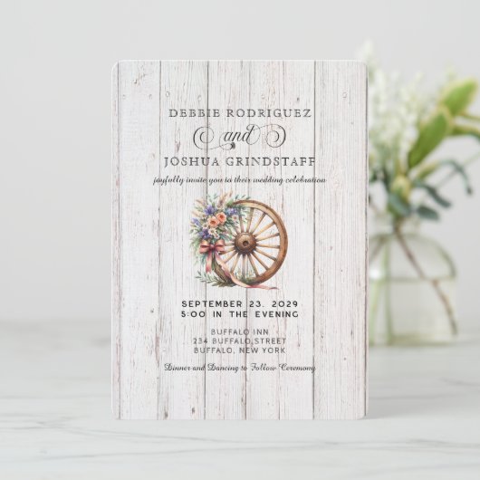 Western Rustic Barn Wedding Invitation  (Debout devant)