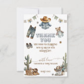 Western Rustic Boho Little Cowboy Baby shower Bedankkaart (Voorkant)
