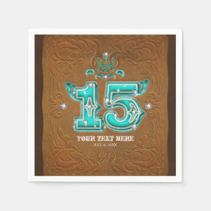 Western Rustic Bruin Leer Look & Diamanten 15 Servet