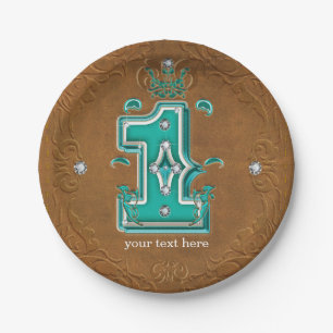 Western Rustic Bruin Leer Uiterlijk & Diamanten 1  Papieren Bordje